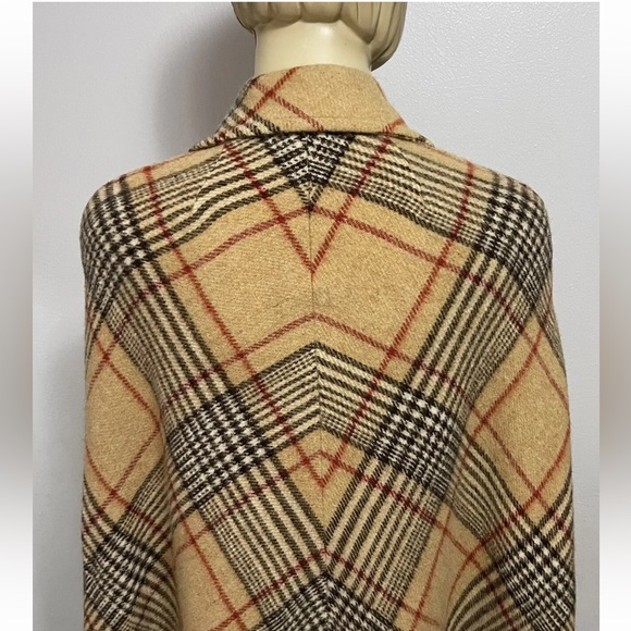 Cool Vtg 70’s NWT The Bird Cage Nova Check Plaid Wool Mod Cape Poncho Coat - Picture 5 of 15